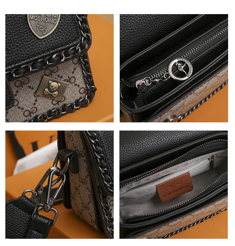 Borsa a tracolla vintage in pelle PU da donna, nuovo distintivo monogramma a contrasto di colore 2025, 2 tracolle regolabili, borsa a tracolla_voghion.com