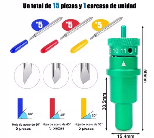 Green knife holder + 15 carving knives