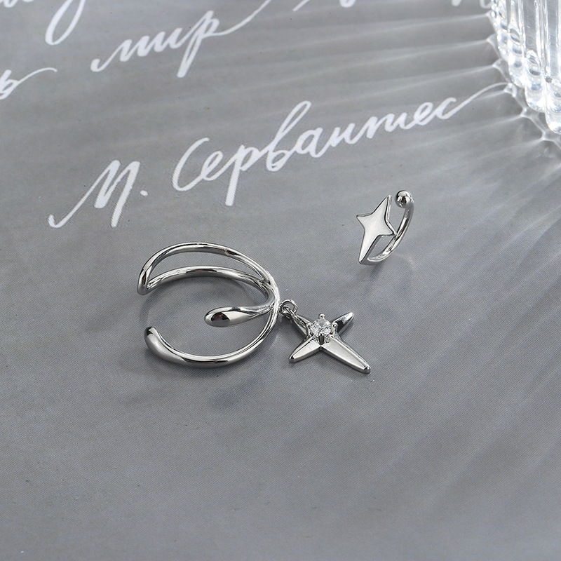 Non-pierced Star Cross Earrings For Men Punk Style Ear Cuff_voghion.com