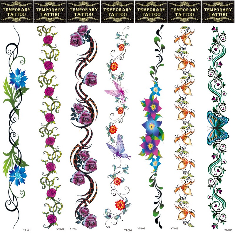 Belt Garland Long Strip Cover-Up Tattoo Sticker Butterfly Flower Waist Sexy Water Transfer Imitation Tattoo Wholesale in Stock