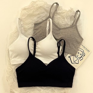 Women's Seamless Thin Fixed Cup Bra with No Underwire, Push-Up Sports Camisole, Bandeau Style Integrated Bra