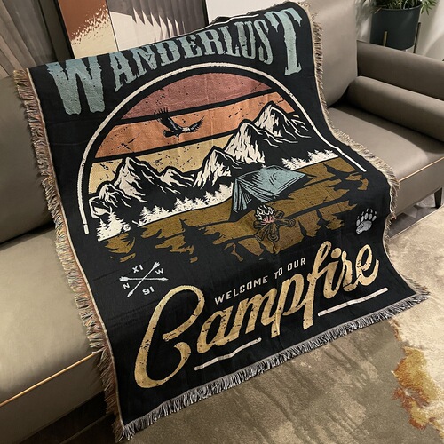 Ins American camping blanket, light luxury style room bedroom living room cotton thread blanket sofa pad throw blanket decorative sofa cover J^