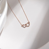 Necklace stainless steel heart shaped, golden fashionable fresh universal short chain for key bag , 18 carat, pink gold