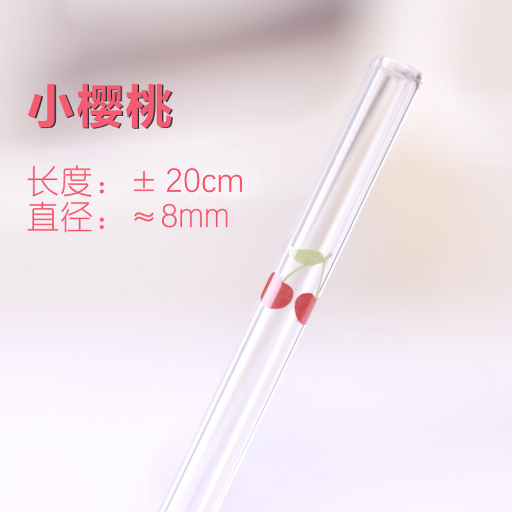 Fábrica directa resistente al calor de vidrio transparente al horno flor coloreada cuidado de los labios beber paja de vidrio para mujeres embarazadas y niños