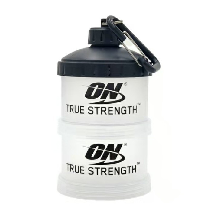 Fabricante 30g 45g 65g de proteína en polvo embudo cuadrado mosquetón portátil tamaño polvo olla en polvo de proteína en forma de barril