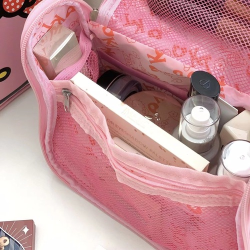 日系可爱卡通大容量kt猫化妆包便携旅行手提化妆品收纳包化妆包