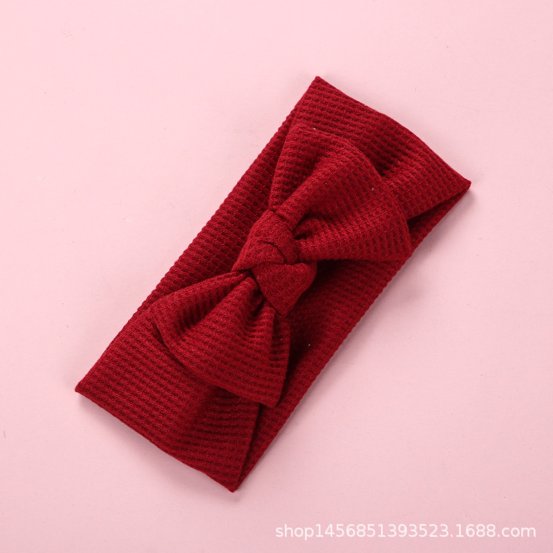 Tocado para bebé, diadema tipo waffle de lana, arco de punto, banda de pelo para niños, venta al por mayor para comercio exterior.
