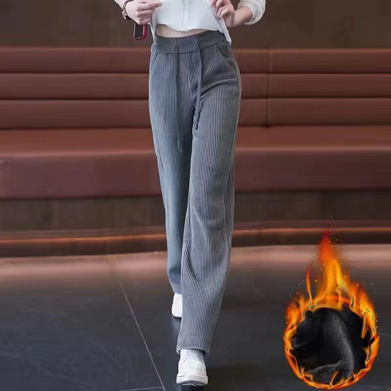 秋の女性用ゆったり着痩せ効果のあるハイウエストストレートパンツ、冬のカジュアルハーレムパンツ、キャロットパンツ、コーデュロイパンツ|undefined