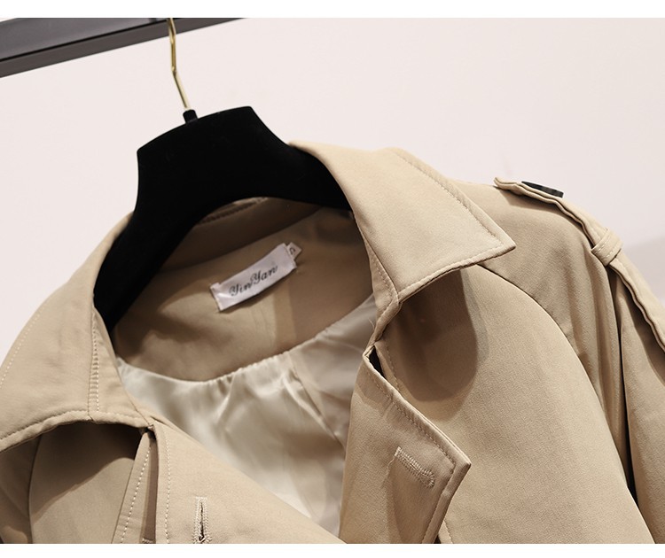Gabardina elegante estilo britânico para mulher petite_voghion.com