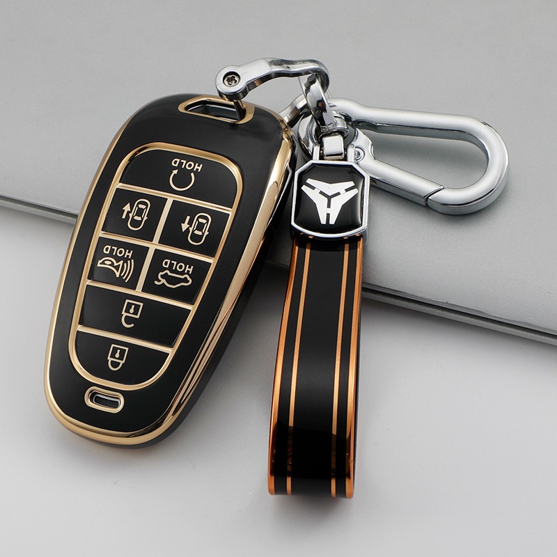 Cross-Border Applicable 5-Key 7-Key Korean Hyundai New Model Tucson L Gold-Edged Car Key Cover Case Sonata Key Fob Case