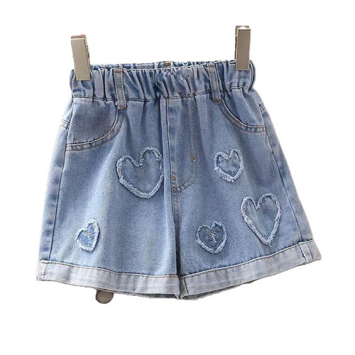Girls summer shorts 2025 new style mid-large children's children's outer wear loose casual soft denim high-waist shorts