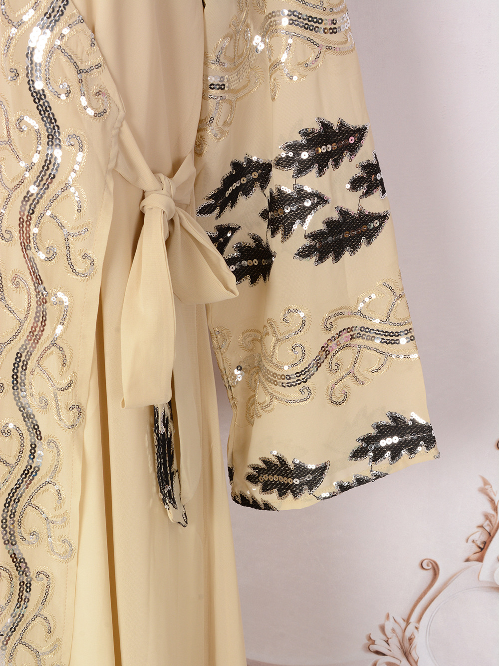 New Cross-border Dubai Abaya Clothing, Abaya, Middle Eastern Dress, Long-sleeved Sequined Arabic Gown_ecoleips.com