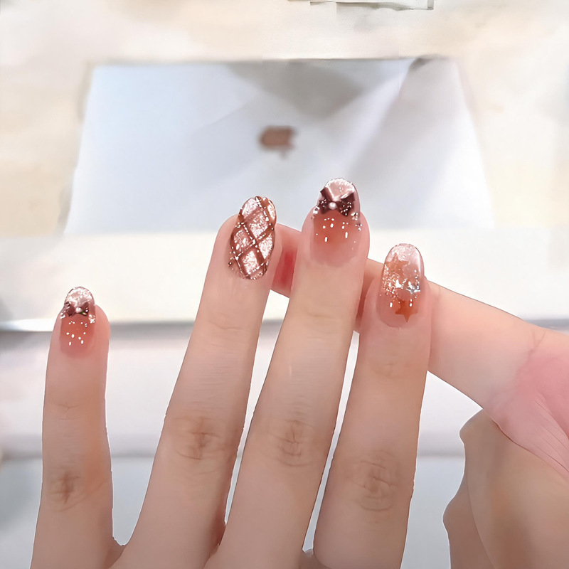 【Caramel Milk Nails】Maillard Brown Handmade Wearable Nail Patches, Removable Nail Stickers, Dotted Nails 【Caramel Milk Nails】Maillard Brown Handmade Wearable Nail Patches, Removable Nail Stickers, Dotted Nails