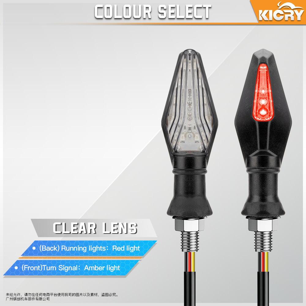 Accesorios de modificación de la motocicleta universal de doble cara de dos colores LED Luz indicadora de señal de giro de la motocicleta