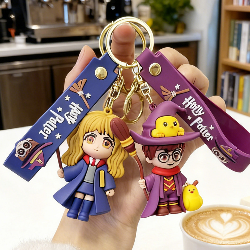 Harry Potter Keychain Cartoon Anime Character Silicone Pendant Student Creative Keychain Cross-Border Popular Pendant