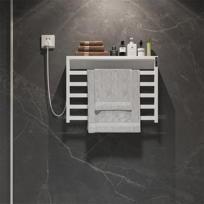 Toallero eléctrico calefactable de acero inoxidable para baño de casa y hotel, gris plomo, barra calefactora para toallas, secado, temporizador, inteligente.