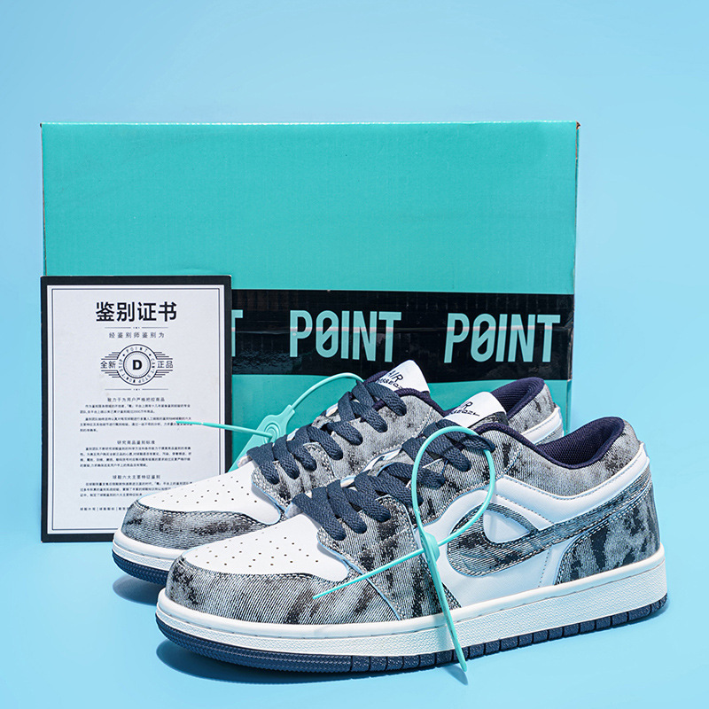 Putian high-quality replica full-layer leather air-cushioned shoes, women's AJ1 basketball shoes, low-top sneakers, men's sports shoes