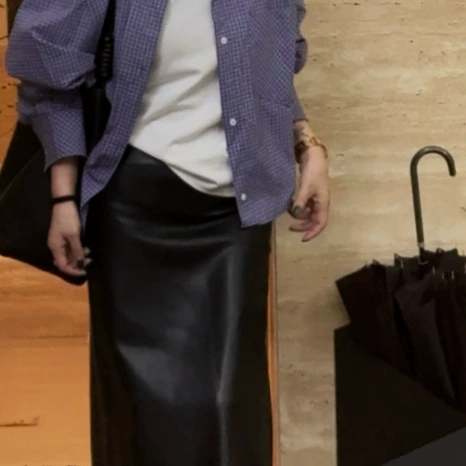 Прямая юбка европейская и американская маленькая кожаная юбка с высокой талией