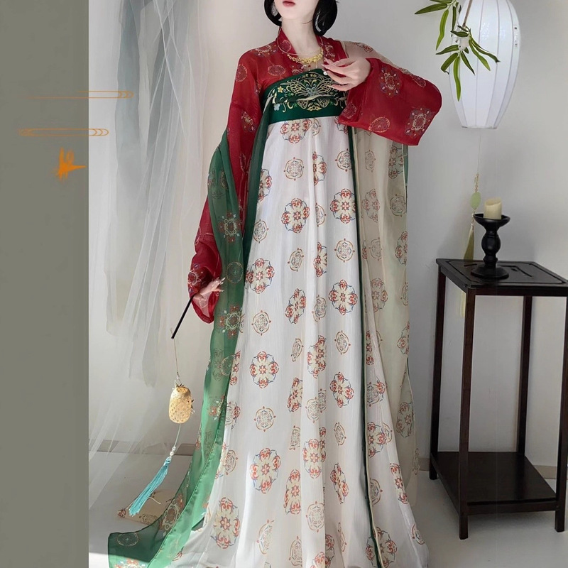 New Style Adult Women's Tang-Style Fairy-Like Qi-Chest-Length Ruqun with Shawl, Full Set of Traditional Chinese Style Skirts for Photography New Style Adult Women's Tang-Style Fairy-Like Qi-Chest-Length Ruqun with Shawl, Full Set of Traditional Chinese Style Skirts for Photography