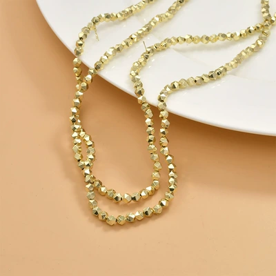 Zərgərlik ara hissələri gallstone multi-cut beaded loose - 16-light-gold-multi-faceted-4mm-1-strip-100-pieces