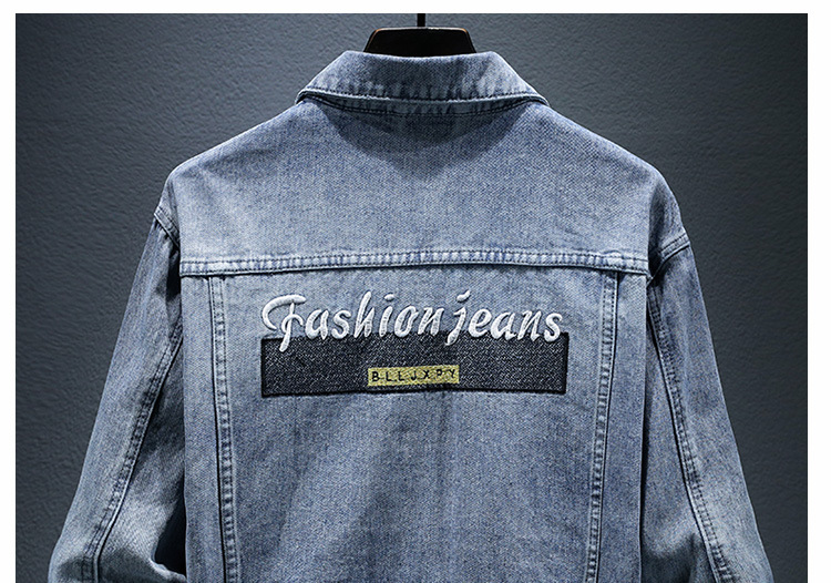 Giacca di jeans slim fit da uomo con ricamo workwear_voghion.com