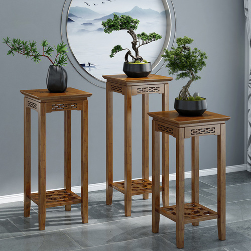 Outdoor balcony flower stand, modern Chinese style, multi-layered window sill plant rack, simple and luxurious, wooden flower pot stand