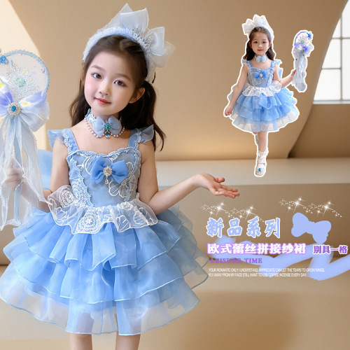 Lolita Tank Top Dress for Girls - Summer 2025 Princess Puff Dress Children's Birthday Formal Dress for Little Girls