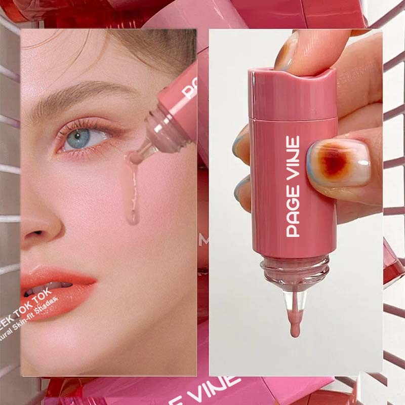 Cross-border PAGE VINE Liquid Blush Brilliant White Carmine Lipstick Mat Multifunctional Eye Shadow Pink