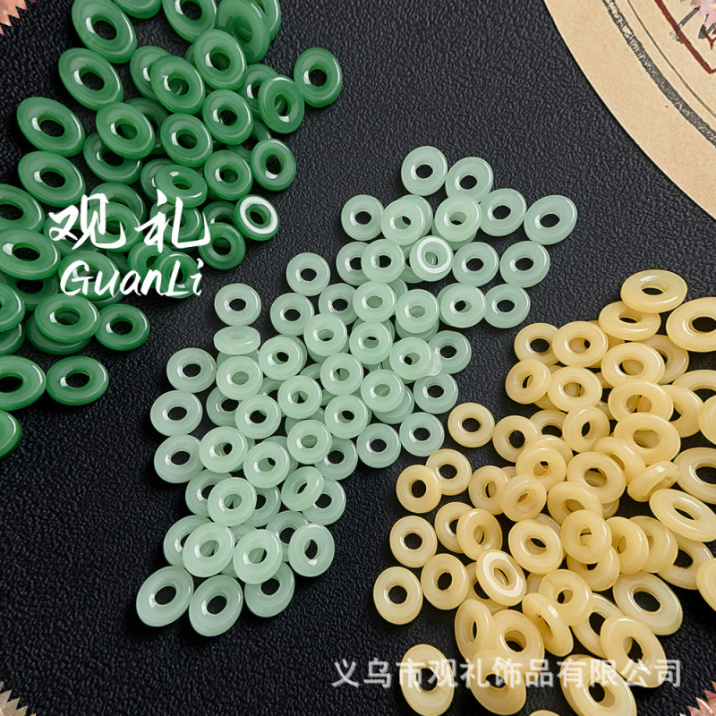 12/10mm Safety Buckle Running Ring Imitation Jade Polished Round Glass Beads Handmade DIY Bracelet Flow Speed Lift 12/10mm Safety Buckle Running Ring Imitation Jade Polished Round Glass Beads Handmade DIY Bracelet Flow Speed Lift