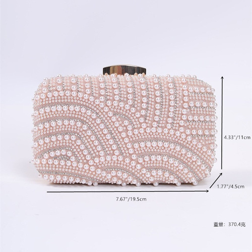 European and American vintage pearl dinner bag handmade bead embroidery bag inlaid with diamond banquet dress bag ladies elegant clutch bag