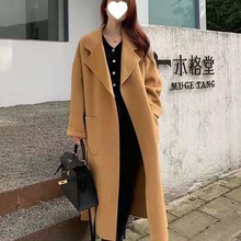 年秋冬毛呢外套中长款双面呢羊毛大衣女妈妈羊毛宽松加厚呢子