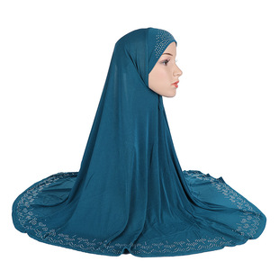 Wholesale Simple Large Solid Color Rhinestone Gauze Scarf Plain Malay Hijab Arabic Hat H058