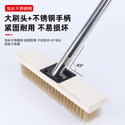 Wholesale stainless steel wire floor brush long handle cleaning brush floor scrub brush for scrubbing moss iron brush floor brush