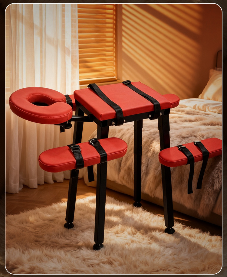 SM-承欢椅 Adult Couples Bondage Chair with Iron Frame and Leather Padding — detail image 16
