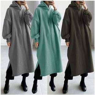 2023 AliExpress Amazon Independent Station Fall/Winter European and American Fashion Fleece Mid-length Pullover Wei Yi