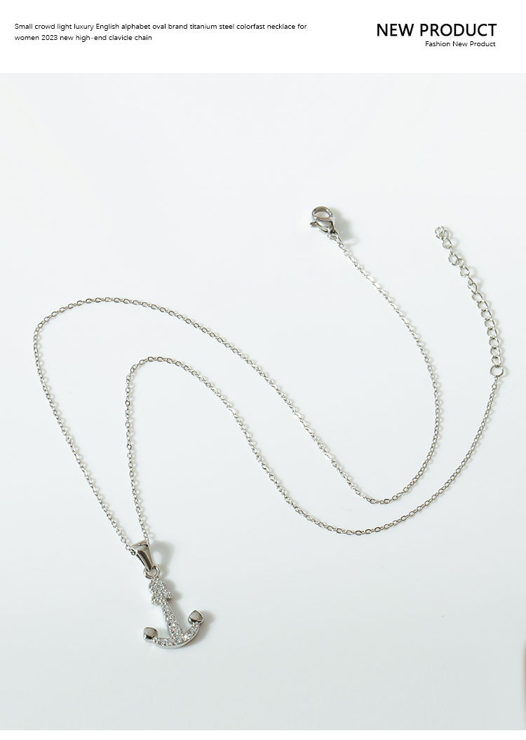 Collana semplice in acciaio al titanio con nave pirata vintage, stile hip hop, ancora, punk, non sbiadisce, con zircone femminile, catena per clavicola con senso avanzato_voghion.com