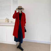 5折反季清仓手工羊毛大衣外套西装领高端气质长款羊绒大衣