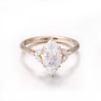 Кольцо с муассанитом, цвет золота 18K, ювелирное изделие на заказ, классический универсальный стиль, с сертификатом, кольцо из золота 18K