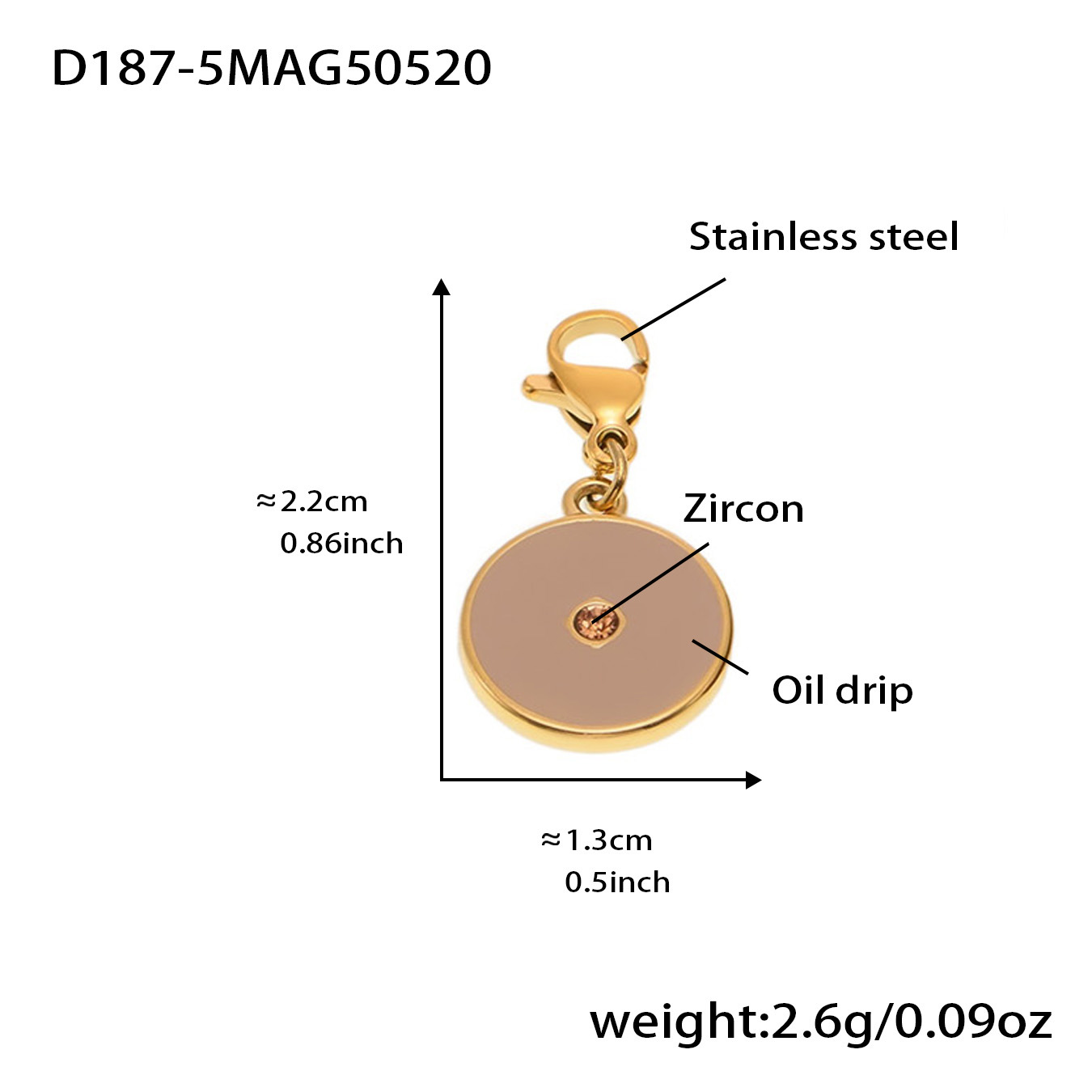 D187-5 골드 라운드 에나멜 펜던트 1개