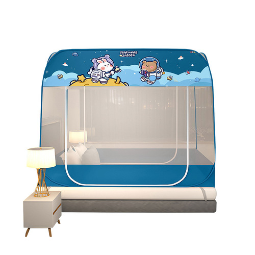 2024 New Installment-Free Heightened Square Top Zipper Mosquito Net Double Door Foldable Anti-Mosquito Net Wholesale