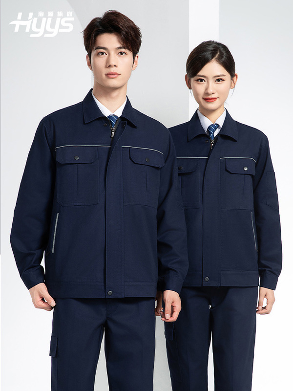 春と秋の作業服セットは男性の耐摩耗性建築工事工場の長袖労働保護服の純色の工装をカスタマイズします。|undefined