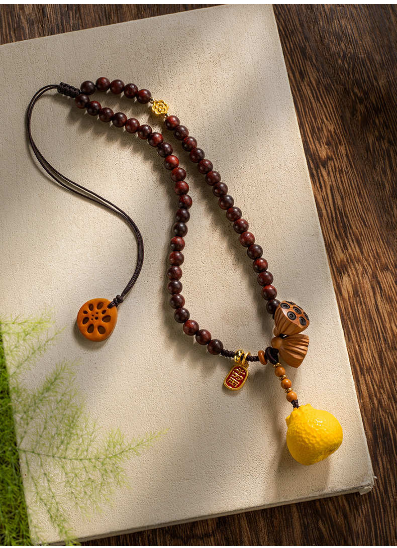 Natural Deer Antler Orange Car Pendant Natural Sandalwood Car Interior Hanging Ornament Exquisite Cute Rearview Mirror Pendant Gift