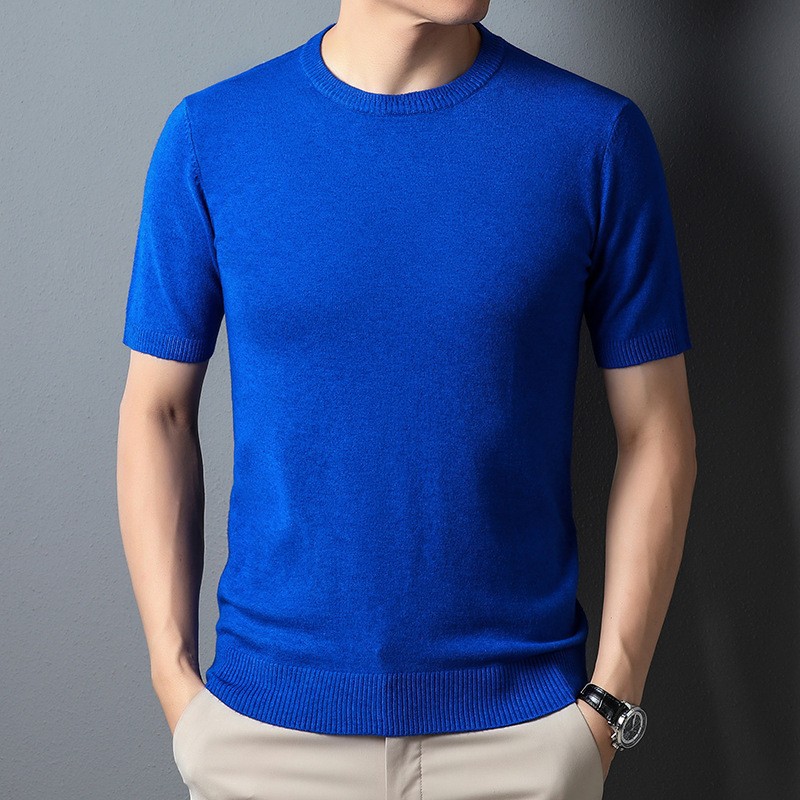 Summer fashionable trend thin knitted sweater with a round collar
