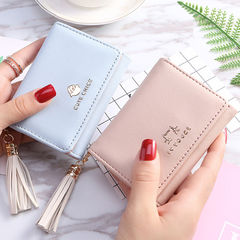 Korean-style women's middle school student mini wallet tri-fold small wallet multi-card slot card holder portable money clip