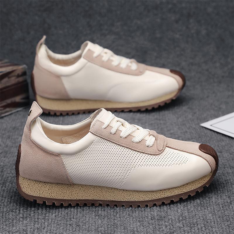 Zapatos de hombre de estilo caliente de celebridades de Internet 2025 primavera zapatos de hombre delgados zapatos deportivos de cuero casuales Forrest Gump zapatos para correr transpirables para hombre