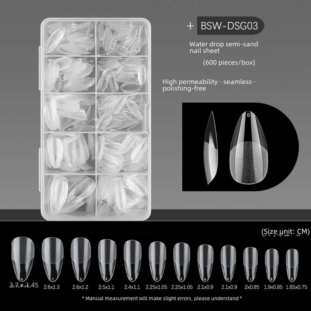 Almond matte fake nails drop-shaped for manicure
