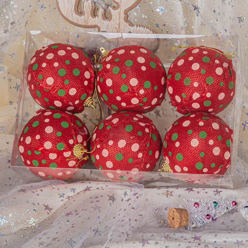 En stock Navidad diseño de impresión colorido árbol de Navidad decoración de espuma paño colgante bola 8cm6 traje de Navidad bolas
