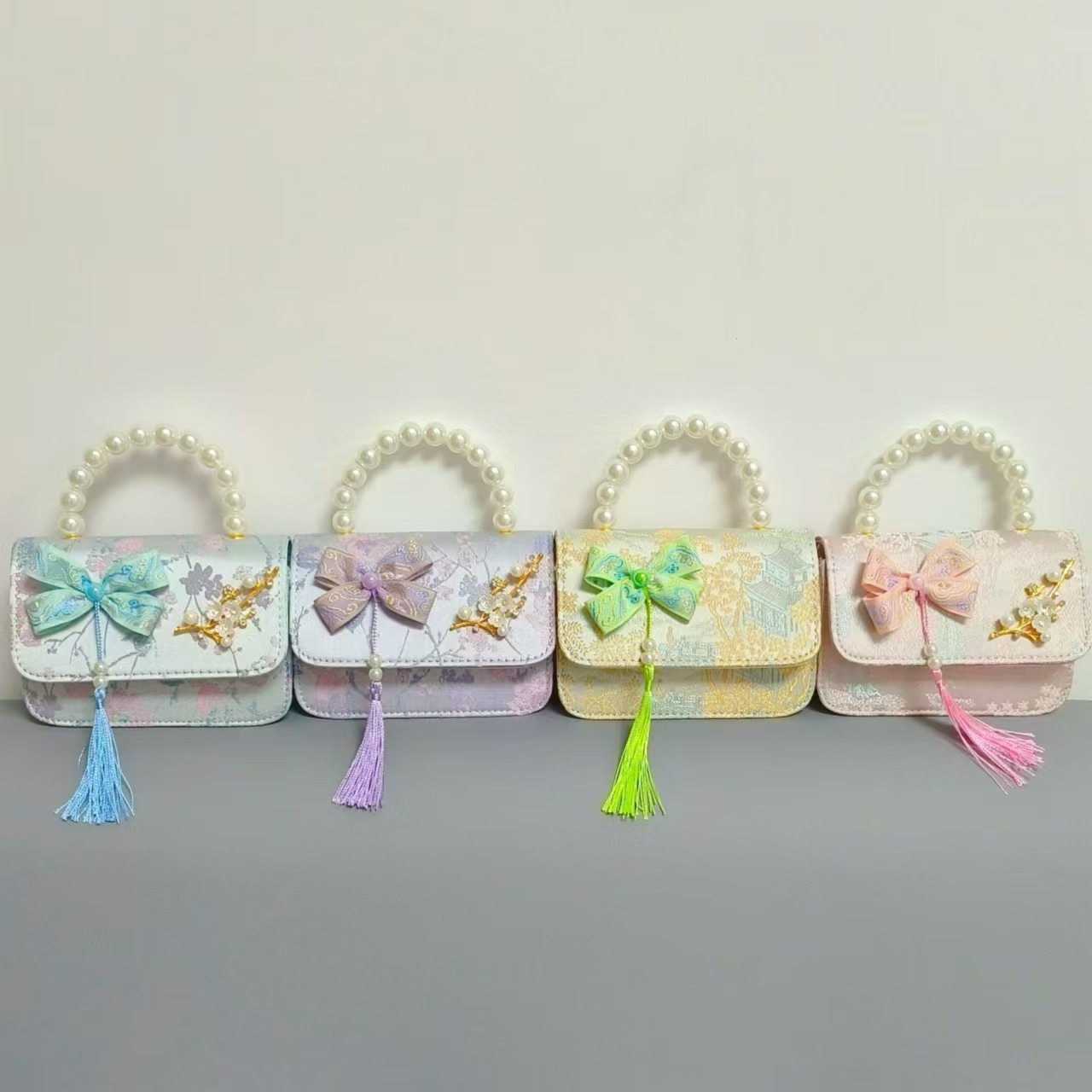 Bolsos infantiles de alto nivel, exquisitos antiguos, bolsos de cambio de niña, bolsos de mano de perlas de princesa, bolsos de almacenamiento