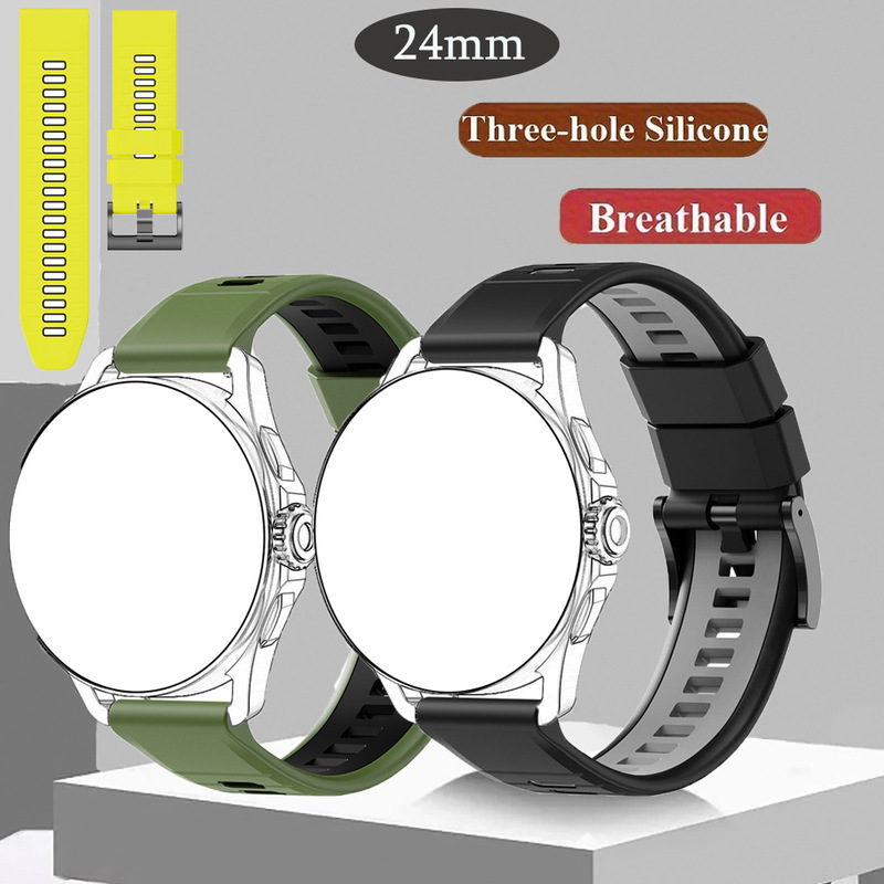 24mm Silicone Strap Suitable for Suunto 7/9/9 Baro/Ticwatch Pro 5 Watch Replacement Wristband