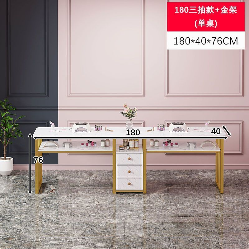 Eryouwei mármol red manicure ligera de lujo mesa japonesa simple mesa de manicure mesa y silla conjunto de imitación de doble